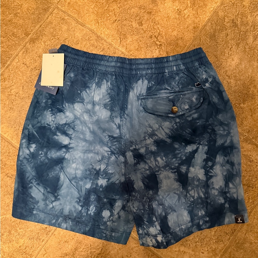 Crown & Ivy Blue Swim Trunks Tie-Dye Design